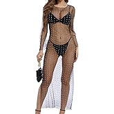 American Trends Women's Sheer Mesh Maternity Pearl Rhinestone Cover Up Dress Summer Sexy Coverups for Swimwear Bikini
