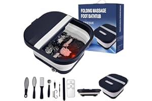 UNIFULL Collapsible Foot Bath Spa with Heat, Remote Control, Massage Rollers, Bubble, Foot Pedicure Kit, Red Light, Pedicure Foot Spa, Foot Bath for Gifts