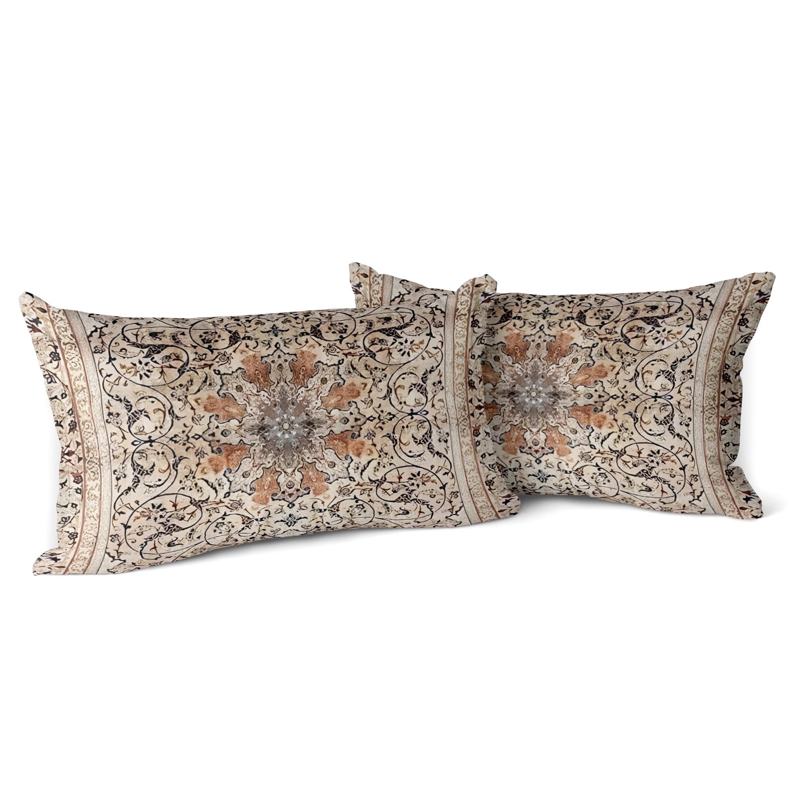 Snylcce Boho Floral Throw Pillow Cover 30x50 CM Set of 2 Bohemian Vintage Flowers Cushion Covers Velvet Double Sided Printing Decorative Pillowcases for Living Room Bedroom Sofa Home Decor — image 1