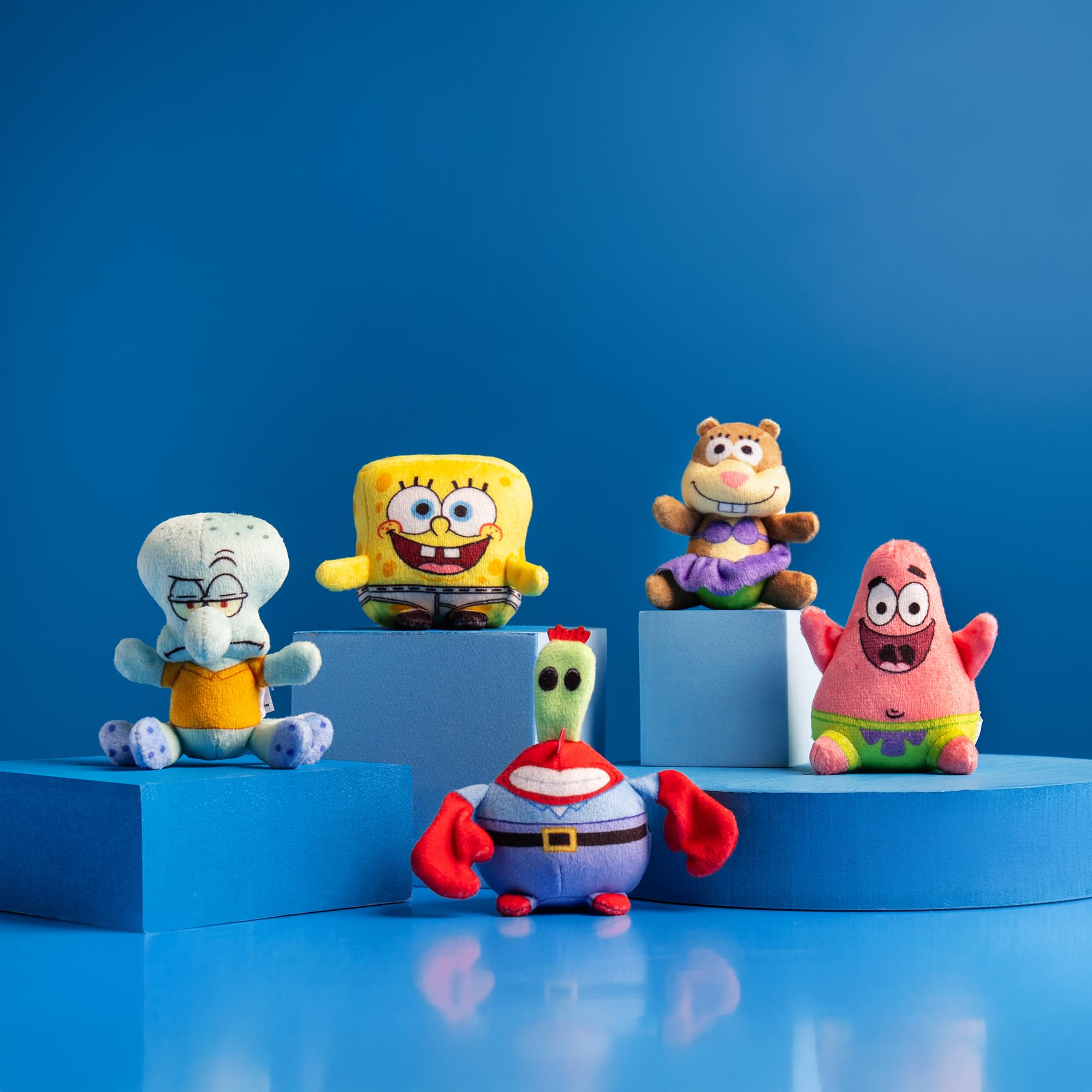 Spongebob Square Pants 5-Pack - Collectible Miniature Plush Figure, Suffed Animal, Toy Mini Soft Figure for Kids Ages 4+