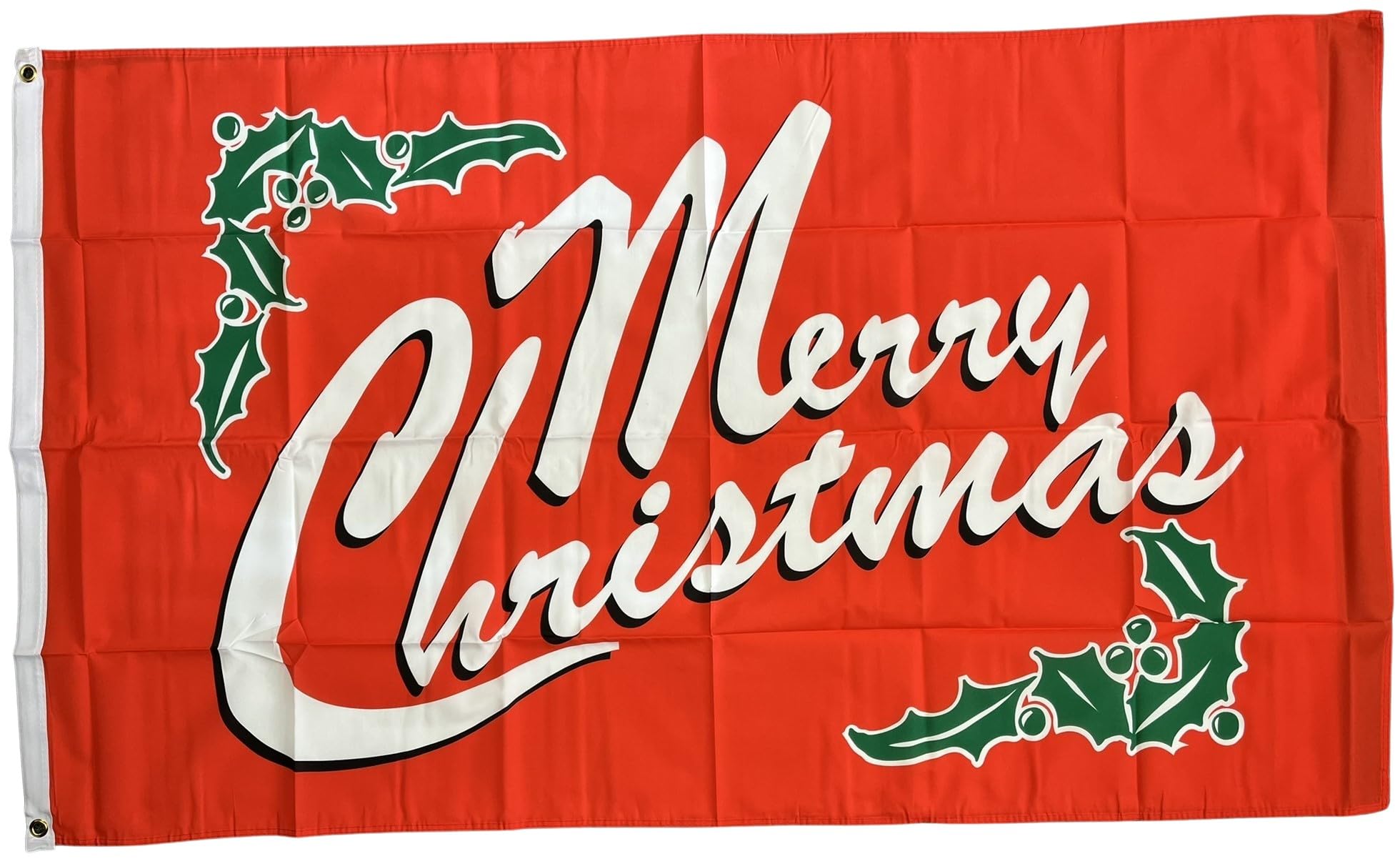 NWFlags Red Merry Christmas Flag 5ft x 3ft 75d Premium Polyester Suitable For Flagpoles | Strong Polyester 5x3 foot material flag with Eyelets