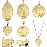 CHGCRAFT 6 Pcs 6 Style Photo Frame Charm Brass Locket Pendants Memory Locket Charms Picture Locket Pendant Charms for Necklace Jewelry Making