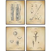 Golf Patent Wall Art Print Set - Stylish Vintage Retro Home Decor for Office, Den, Bedroom, Man Cave, Living Room - Gift for Golfers- (Set of Four) 8x10 Photos - Unframed