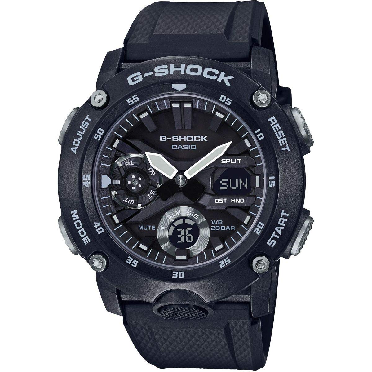 Casio Unisex 49.00mm Quartz Watch with Black Analogue - Digital dial and Black Rubber Strap Strap GA-2000S-1AER — image 1