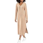 BTFBM Womens Fall Fashion 2025 Sweater Dress Casual V Neck Long Sleeve Slit Knit Oversized Sweaters Winter Maxi Dresses