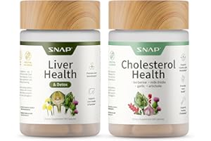 Snap Supplements Liver Health & Detox & Cholesterol Health Supplement Bundle Supports Heart, Liver, Digestive and Metabolic Health, 60 Vegetarian Capsules Each (2-Pack,1 Month Supply)