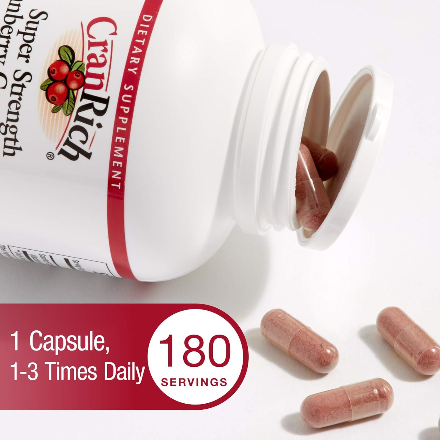CranRich by Natural Factors, Super Strength Cranberry Concentrate, Antioxidant Supplement for Urinary Tract Support, Non-GMO, 180 capsules (180 servings): Health & Personal Care