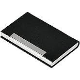 KUZIUA Business Card Holder, Business Card Case, Professional PU Leather and Stainless Steel Wallet Credit Card ID Case/Holder for Men & Women (Black)