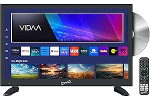 Supersonic SC-1926DVD 19-inch LED Smart HDTV w/DVD Player, 3X HDMI, 1080p, WiFi, USB, AC/DC Compatible for Home, Kitchen, or RV Camper, DC Car Cord Included (SC-1926SDVD –19” Smart TV/DVD Combo)