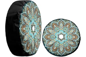 KiuLoam Boho Mandala Turquoise Spare Tire Cover with Backup Camera Hole Universal Sunscreen Waterproof Wheel Covers for Trailer RV SUV Truck and Many Vehicles (15" for Diameter 27"-29")