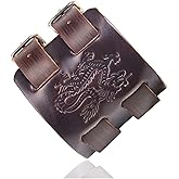 Fusamk Punk Dragon Bracelet Belt Buckle Wristband Wide Leather Bracelet,7.0-8.0inches