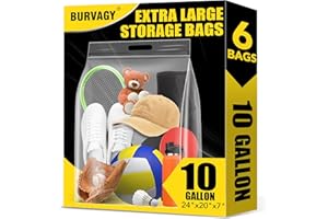 BURVAGY 10 Gallon Large Storage Bags, 24” x 20” Resealable Clear Bags with Handle, Extra Large XL Heavy Duty for Clothes Pill