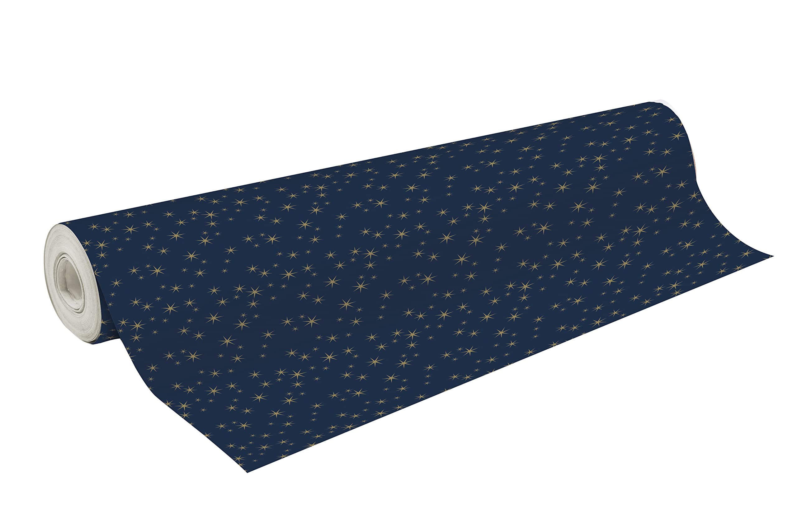 Clairefontaine 211928C - A Reel Of Gift Wrapping Paper - Alliance Paper 60g - Format: 50x0,70m - Design: Gold Stars, Navy Blue Background - Ideal For Wrapping