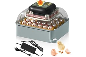 MIKIROY Chicken Egg Incubator with Automatic Egg Turning, Humidity Control, Temperature Control, and Egg Candler – Incubators for Hatching Chicken, Duck and Quail Eggs, Holds 24 Eggs (Gray)