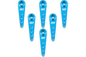 Raflot 6PCS 25T Servo Horn 37mm Aluminum Alloy 25 Teeth Extension Steering Arm Server Compatible with Futaba Savox Power HD HSP MG995 MG996 Servos for RC Car Truck(Blue)