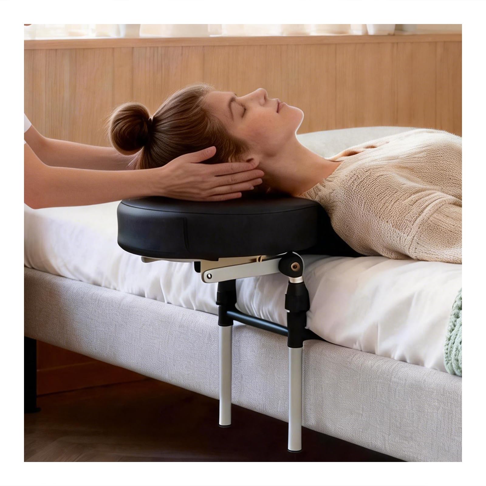 Photo 1 of Massage Head Rest for Bed At Home Mattress,Adjustable Face Cradle Pillow for Bed,Face Down Pillow After Eye Surgery,Portable Massage Pillow Face Cradle for Masseur Couple (Black,Adjustable 6-17 in)