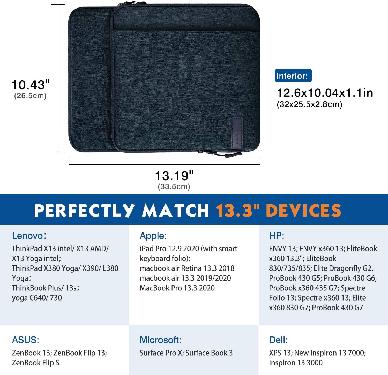 MoKo 13-14 Inch Laptop Sleeve Bag for MacBook Air 13 inch M4/M3/M2/M1 (2025-2018), MacBook Pro 14 M4 M3 2024-2021 - Image 3