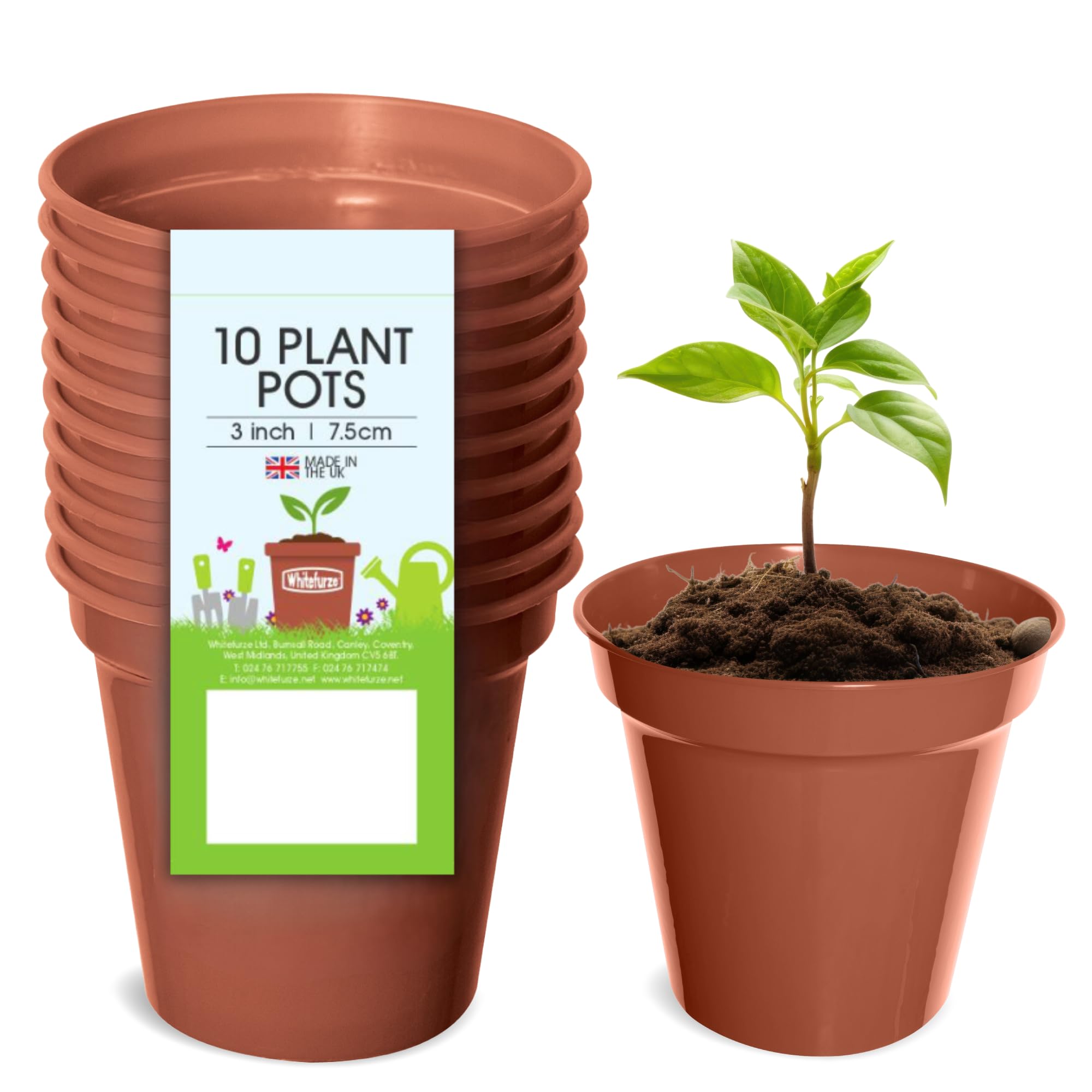 Whitefurze G04012 7.5cm Garden Pot - Terracotta (Set of 10)