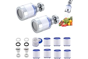 QUJIFETU Sink Filter Water Faucet, Bathroom Sink Filter,Universal 360 ° Rotating Kitchen Faucet Water Purifier, Removes Chlorine Fluoride Heavy Metals Hard Water Suitable for Home Kitchen & Bathroom