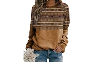 Xuboway Womens Western Aztec Geometric Hoodie Ethnic Graphic Pullover Sweater Long Sleeve Sweatshirt 2023 fall Trendy Clothes