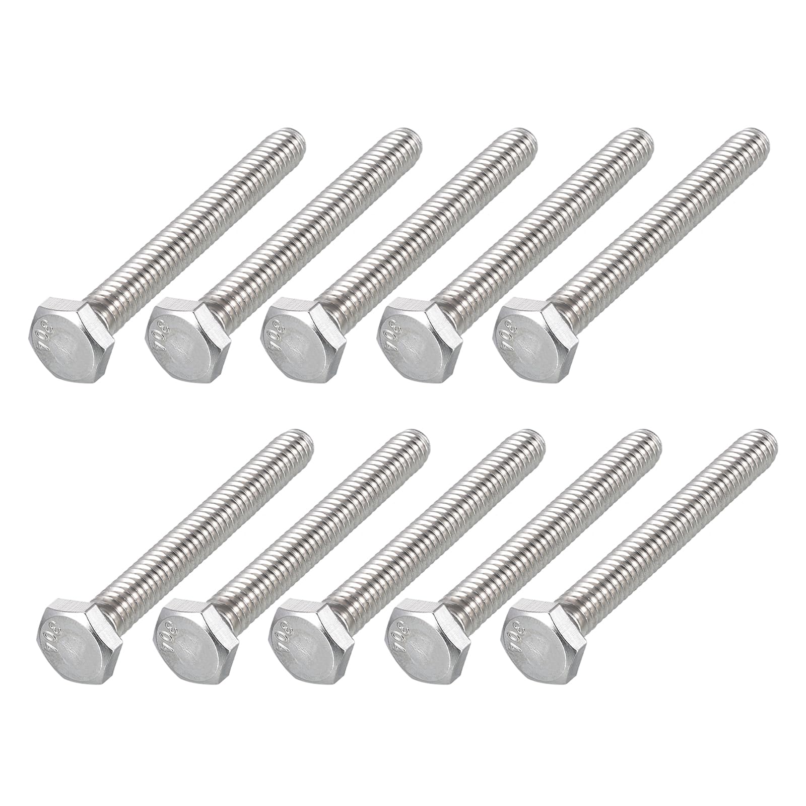 METALLIXITY Hex Head Bolts (1/4-20 x 2") 40Pcs, 304 Stainless Steel 18-8, Fully Threaded, External Hex Drive, Plain Finish, Hex Head Screw Bolt, Silver