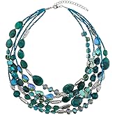 Bocar Multi Layer 5 Strand Statement Collar Beaded Necklace for Women Gift(NK-10376)