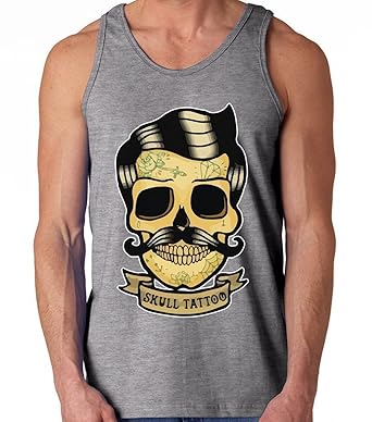 Gentlemen Skull Moustache Haircut Old School Tattoo