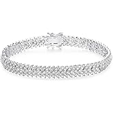 Gemsme Tennis Bracelet for Women 18K White Gold Plated Hypoallergenic 5A+ Cubic Zirconia Bracelets Wedding Party Prom 6.0/6.5/7.0/7.5/8.0 Inch