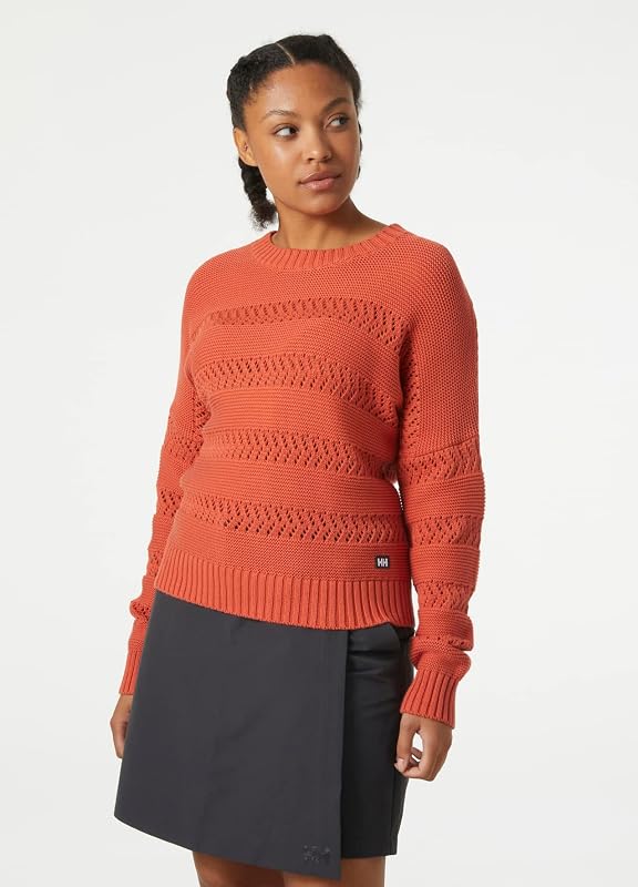 W Pier Maglia Pointelle Maglione, Terracotta, L Donna