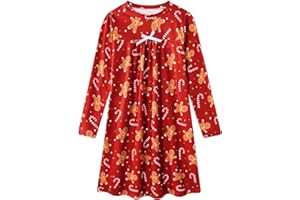 Funnycokid Girls Nightgown Long Sleeve Pajamas for Kids 5-12 Years