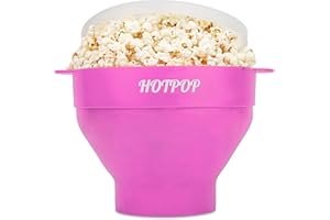 The Original HOTPOP Microwave Popcorn Popper, Silicone Popcorn Maker, Collapsible Bowl BPA Free & Dishwasher Safe (Pink)