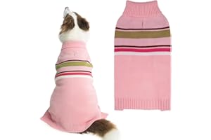 PAWCHIE Dog Sweater for Large Size Dog Girls Boys, Warm Coat Turtleneck Thick Dog Clothes with Leash Hole, Stretchy Knitted Dog Outfit for Small to Large Doggy Puppy Cat, Pink L/XL