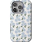 Casely iPhone 14 Pro Case | Nantucket Cottage | Blue Hydrangea | Bold Protective Design | Compatible with MagSafe