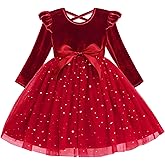 Cubear Toddler Girls Velvet Tutu Dress Fall Winter Long Sleeve Ruffle Dress for Holiday Party Causal 3-7Y