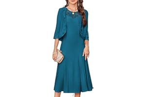 GRACE KARIN Grandma of The Bridal Dress,Weddings Cocktail Evening Dresse for Women, Lace Sequins Midi Dresses with Jackets