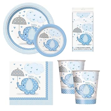 elephant baby shower plates