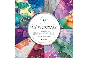 YASMEN Scrapbook Paper Pad 6×6, Marbled Pattern Watercolor Paper, 24 Sheets Single-Sided Colorful Cardstock Paper, Craft Card Making Paper Pack Scrapbooking Journal Supply Designer Art Paper Pad