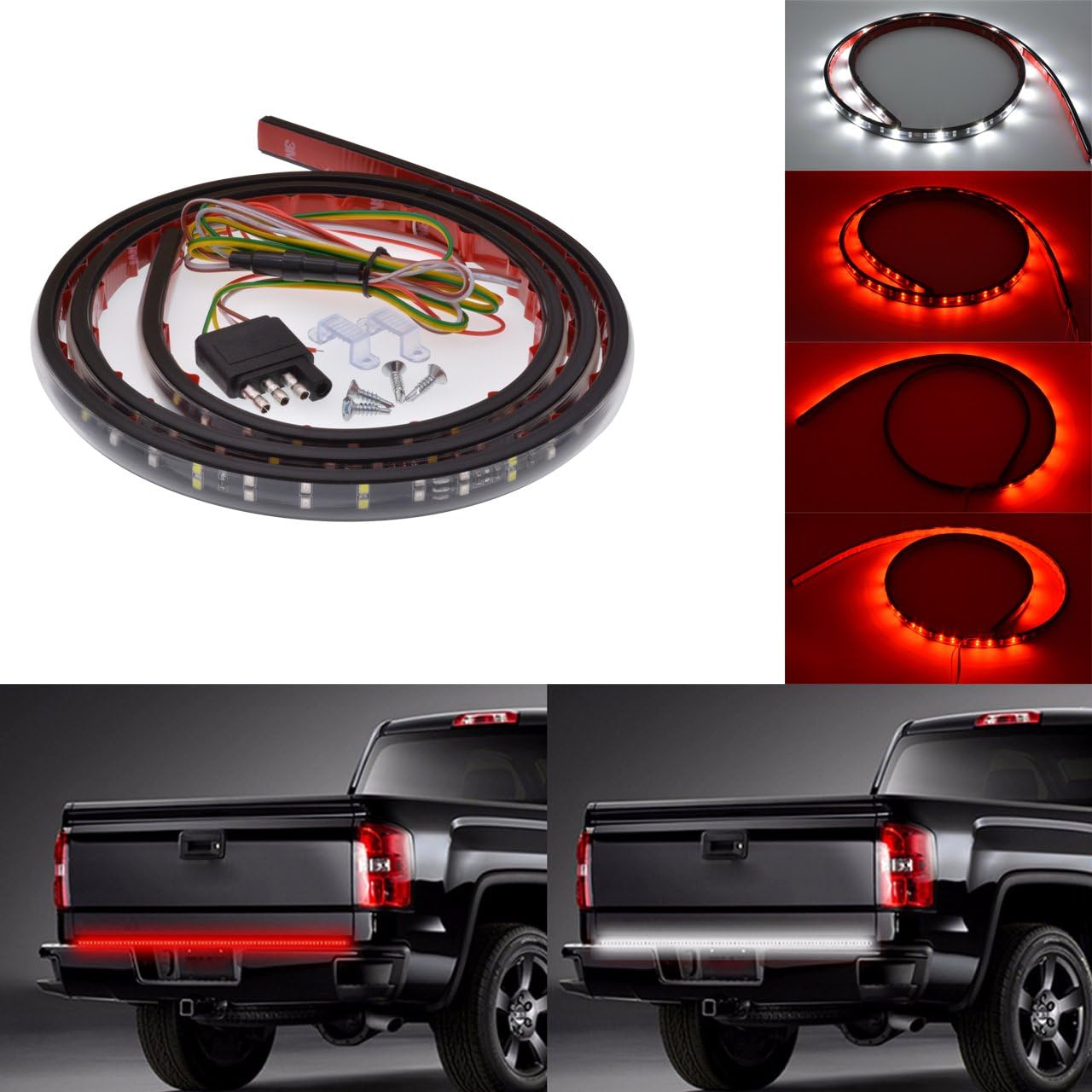 TUINCYN 47 Inch LED Tail Light Strip White Red Waterproof LED Light Bar