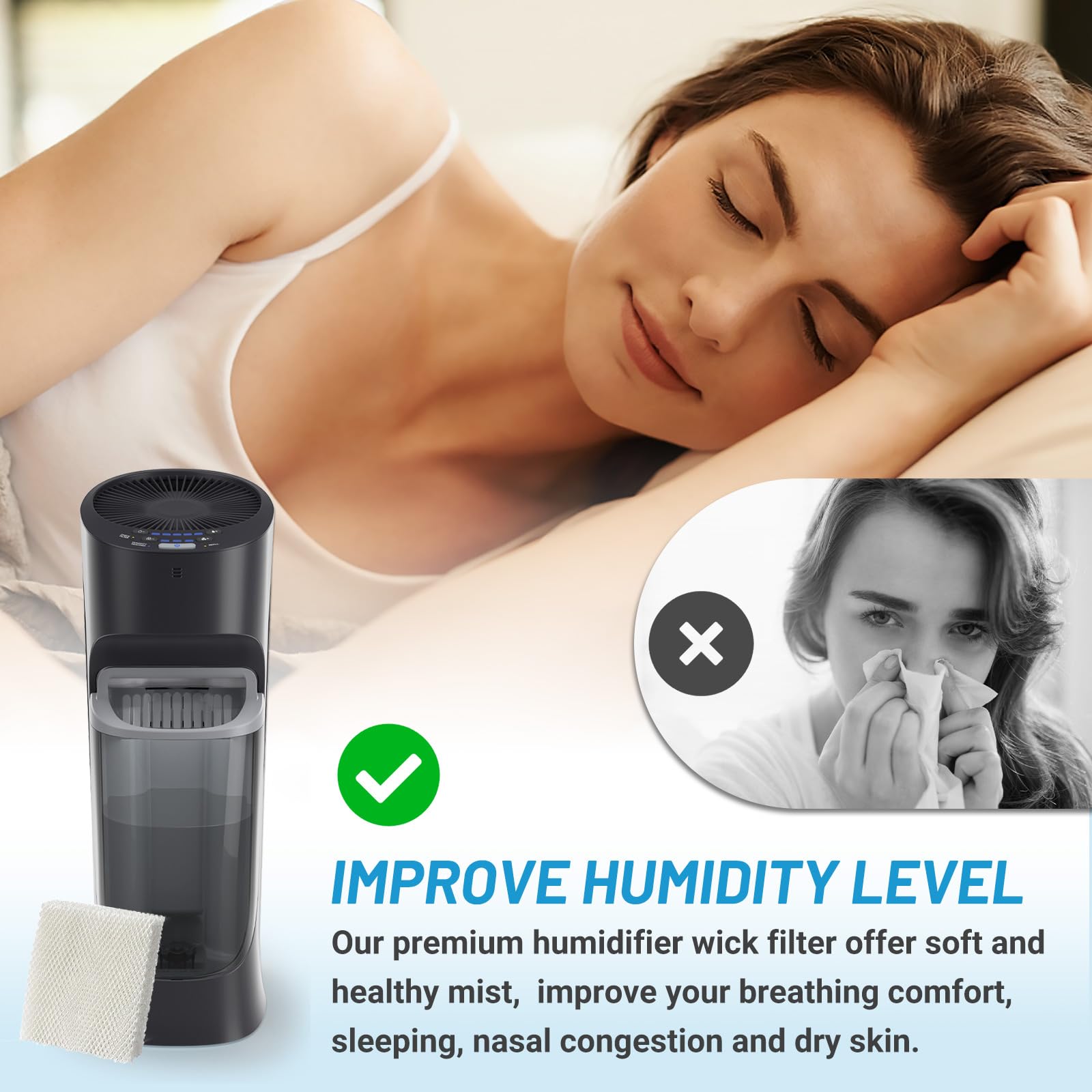Lemige 6 Pack Humidifier Wicking HFT600 Filters T Compatible with Honeywell Tower Humidifier HEV615 HEV620, Compare to part HFT600T HFT600PDQ