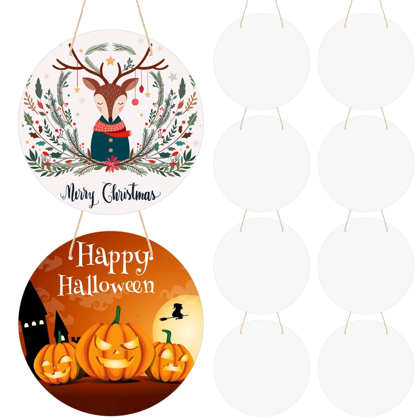 Photo 1 of 20 PCS Aluminum Sublimation Door Hanging Disc Signs, 12 in Unfinished Blank Sign Door Hanger, Sublimation Ornament Blanks Door1 Decorative Signs, DIY Door1 Hanging Sign