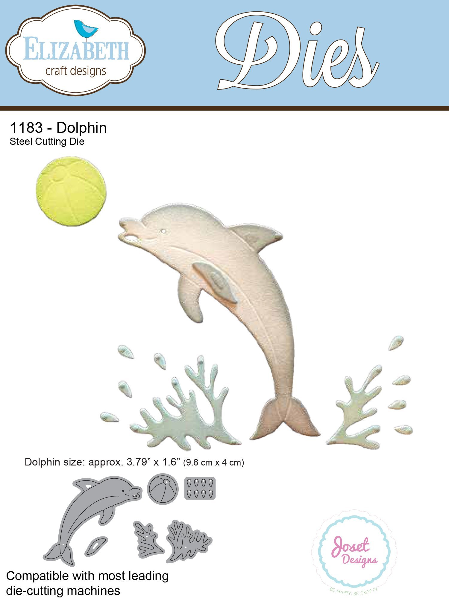 Elizabeth Craft Designs Dolphin Die, Metal, Grey