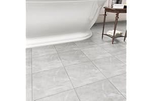 ZRJT 30 Pack Cover 30 Sq.Ft Peel and Stick Floor Tiles, 12” x 12” Self Adhesive Vinyl Flooring Easy DIY Installation for Kitchen, Living Room, Laundry, RV, Light Grey Marble