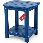 Adirondack Square Outdoor Side Table,2-Tier Storage Patio Side Table, HDPE End Tables for Backyard Pool Porch Garden Lawn