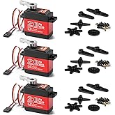 Miuzei 20KG Servo Motor High Torque Digital Servo Metal Gear Waterproof for 1/8, 1/10 RC Model DIY Car Robot, DS3218, Control