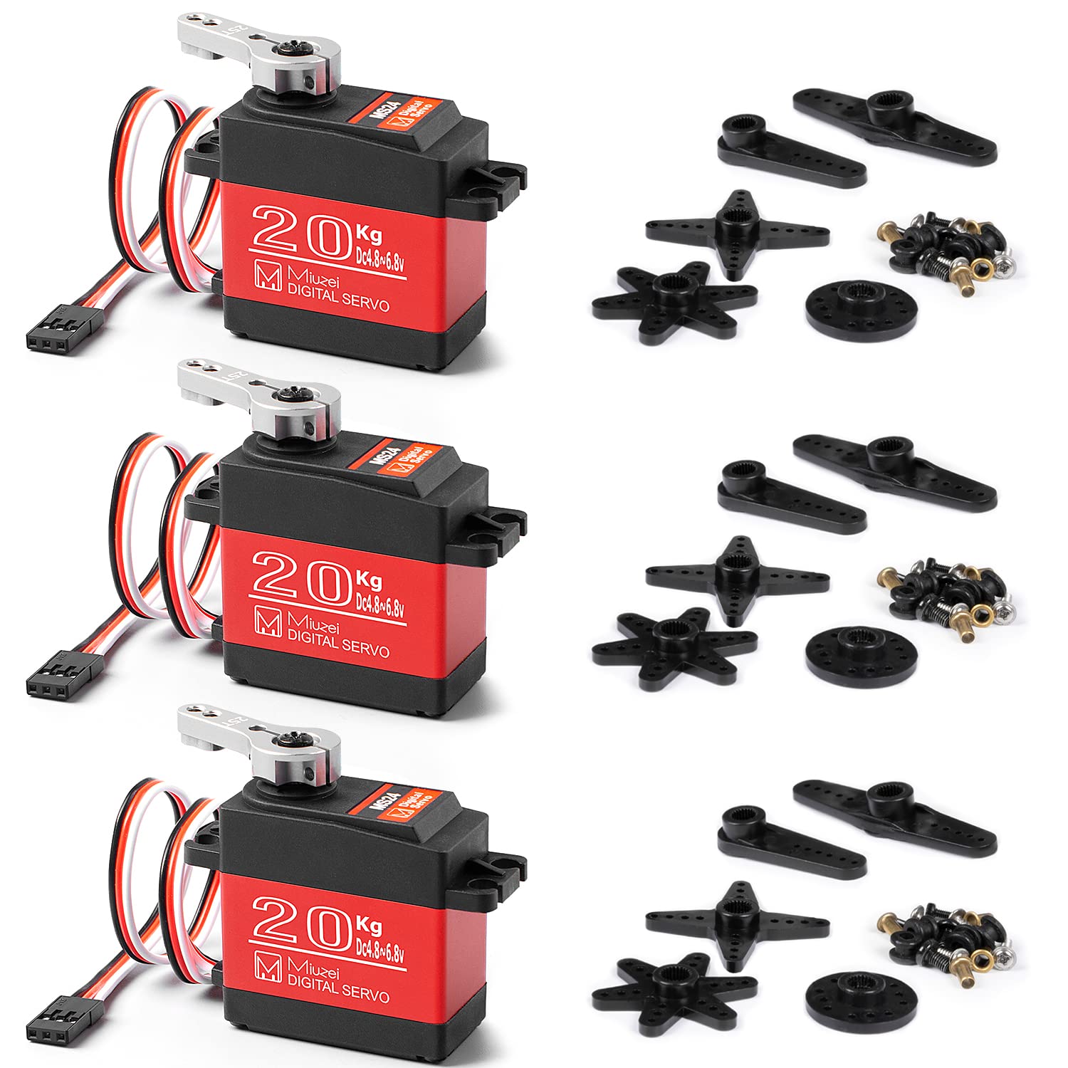 Miuzei 20KG Digital Servo High Torque Full Metal Gear Waterproof for RC Model DIY, 1/8 1/10 RC Car Robot DS3218MG,Control Angle 270°