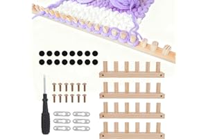4pcs Chunky Knitting Blanket Loom Set, 47.24in/120cm Thick Big Wooden Blanket Loom for Adults Chunky Yarn with Anti-Slip Mat 