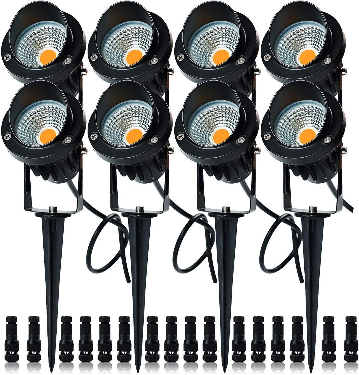 ELEGLO 12W Low Voltage LED Landscape Lights, 12V/24V Landscape Lghting IP65 Waterproof Outdoor Garden Light Ultra Bright for Yard, Patio, Wall, Driveway, Lawn, Pool Decorative(8 Pack with Connector) : Garden & Outdoor