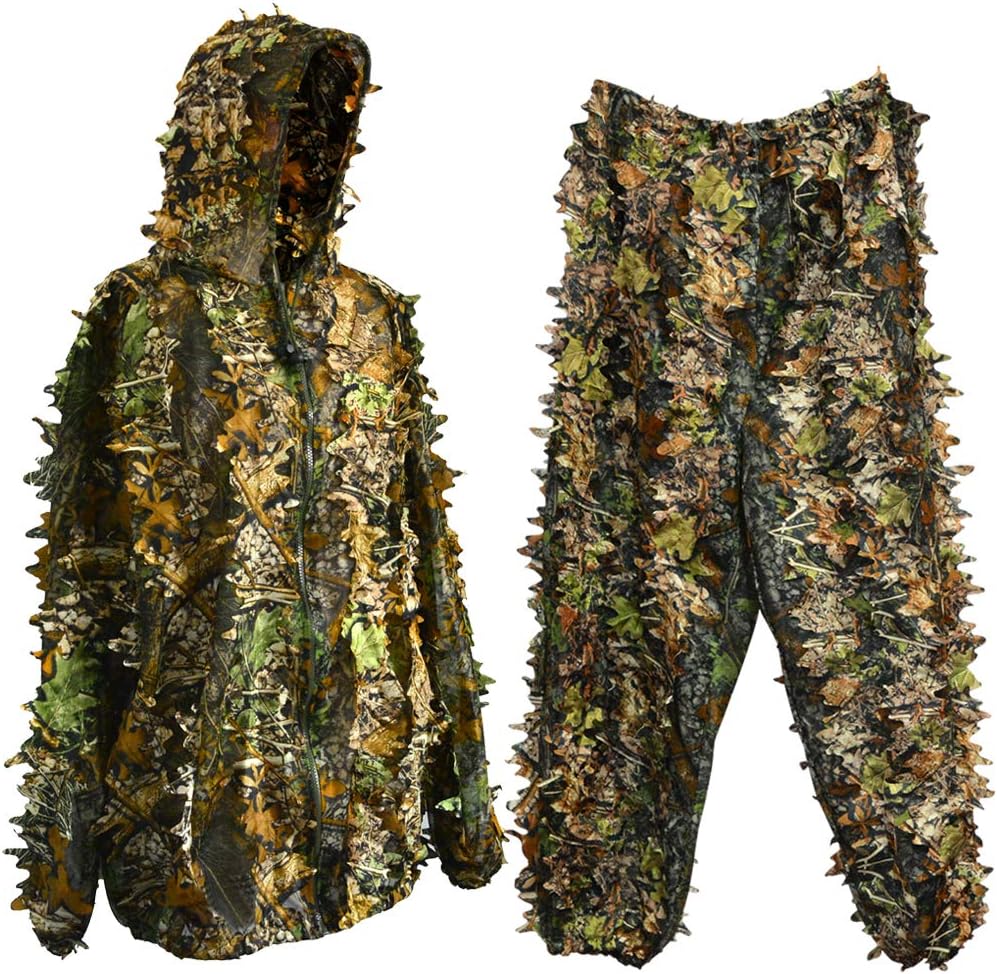 Bantoye Ghillie Hunting Suit, Breathable Camouflage Lightweight Clothing Suits Cosplay Woodland Clothing for Halloween Cosplay, Jungle Hunting,Shooting, Airsoft