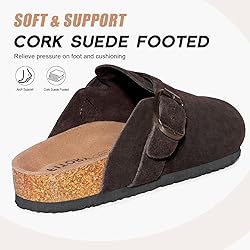 FITORY Mens Suede Clogs with Arch Support，Leather