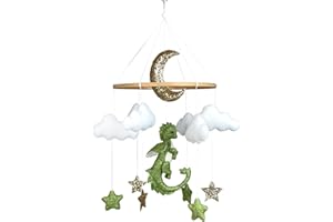 Dragon baby mobile Fantasy nursery decor Dragon crib mobile neutral Felt hanging mobile Green dragon New baby gift Expecting 